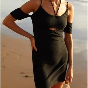 NWT Anthropologie Black Knit Knitted Strappy Mini Dress size XXS